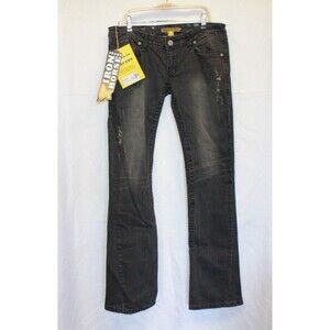 NWT Iron Horse Jeans Black Ultra Low Rise Slim Boot  Womens 6 X 35 LONG Almena